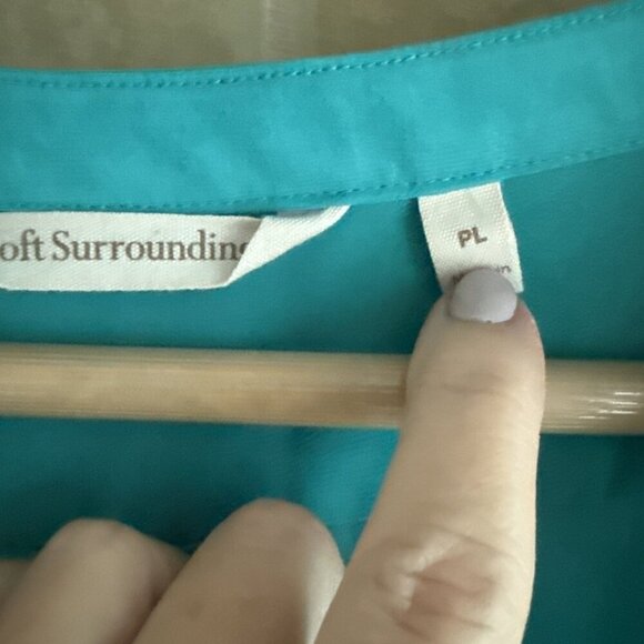 Soft Surroundings Tunic Top Women Small Blue Floral Leopard Print Tropical Sheer - Picture 2 of 10